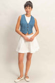 V-neck Sleeveless Denim Vest