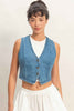 V-neck Sleeveless Denim Vest
