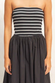Striped Strapless Flowy Midi Dress