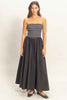 Striped Strapless Flowy Midi Dress