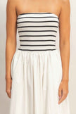 Striped Strapless Flowy Midi Dress