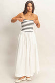 Striped Strapless Flowy Midi Dress