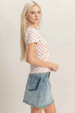 Polka Dot Short Sleeve Crew Neck Top