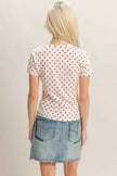 Polka Dot Short Sleeve Crew Neck Top