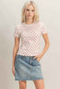 Polka Dot Short Sleeve Crew Neck Top