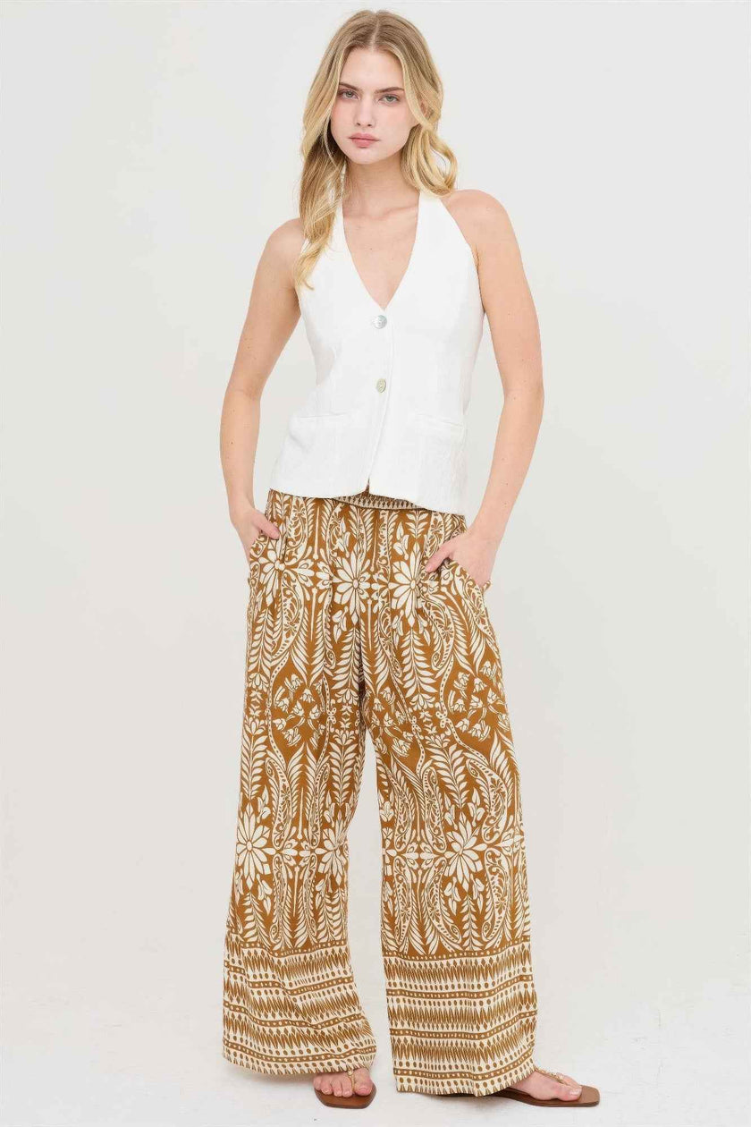 Smocked Waist Floral Pants