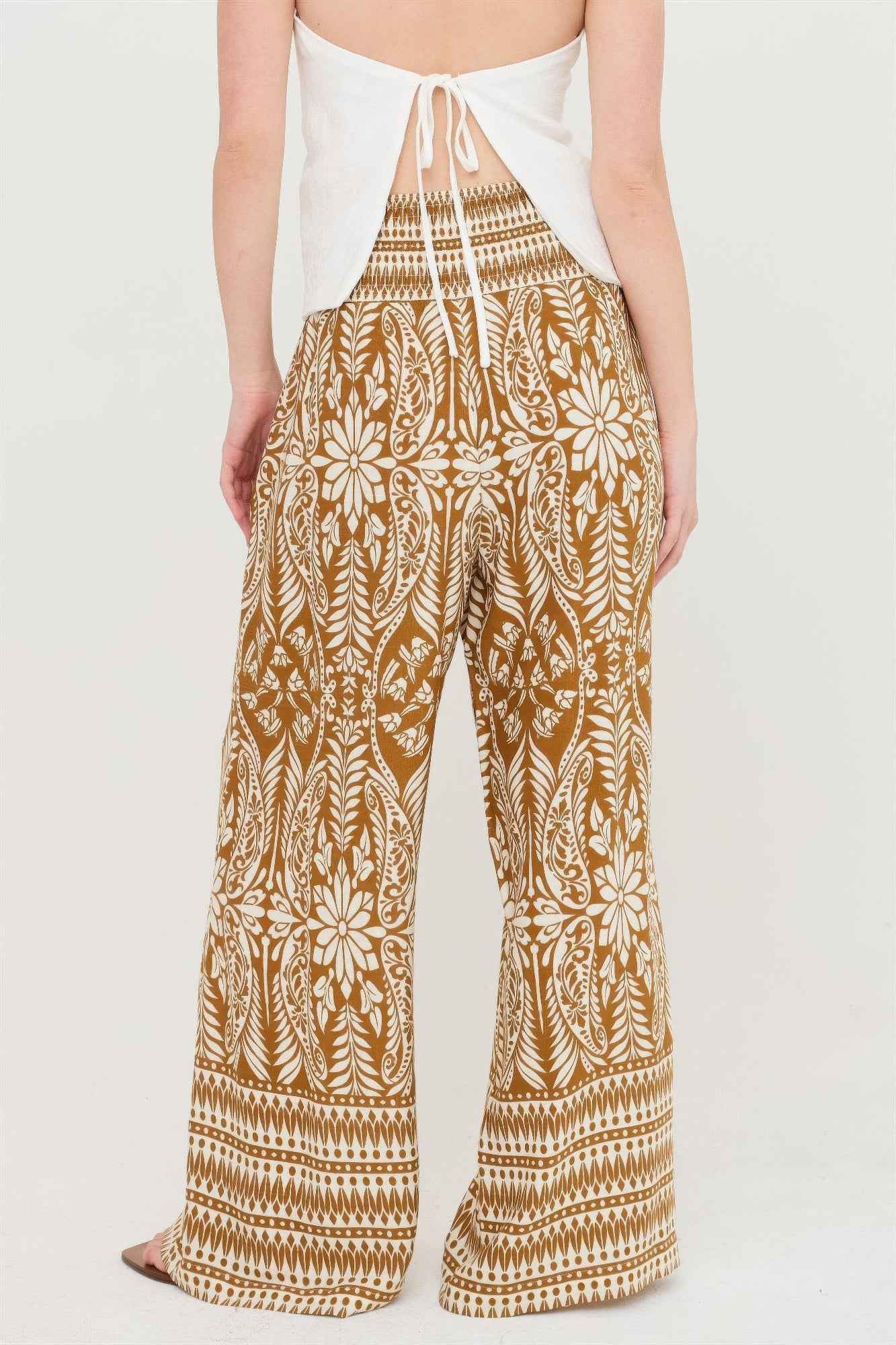 Smocked Waist Floral Pants