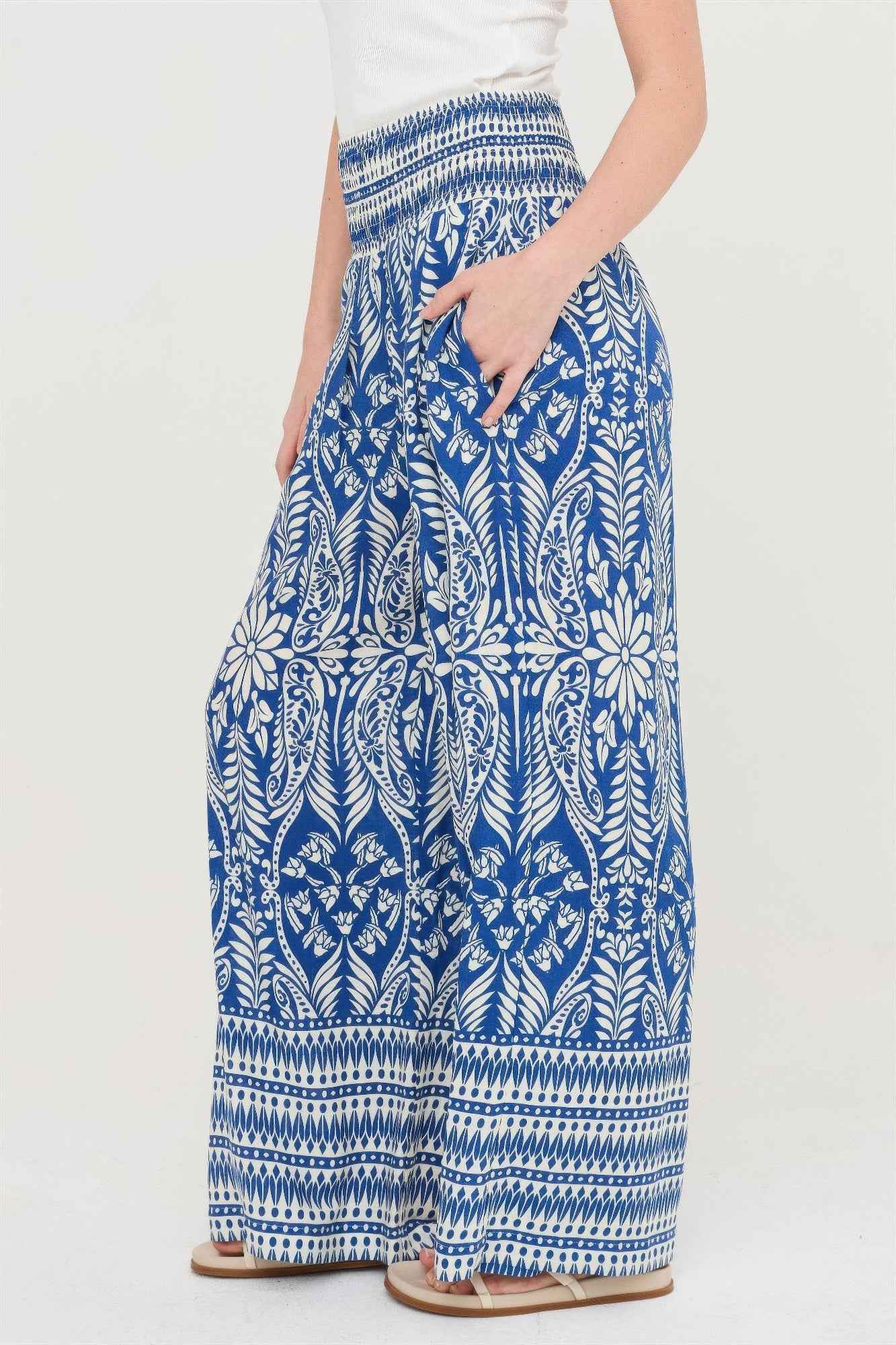 Smocked Waist Floral Pants