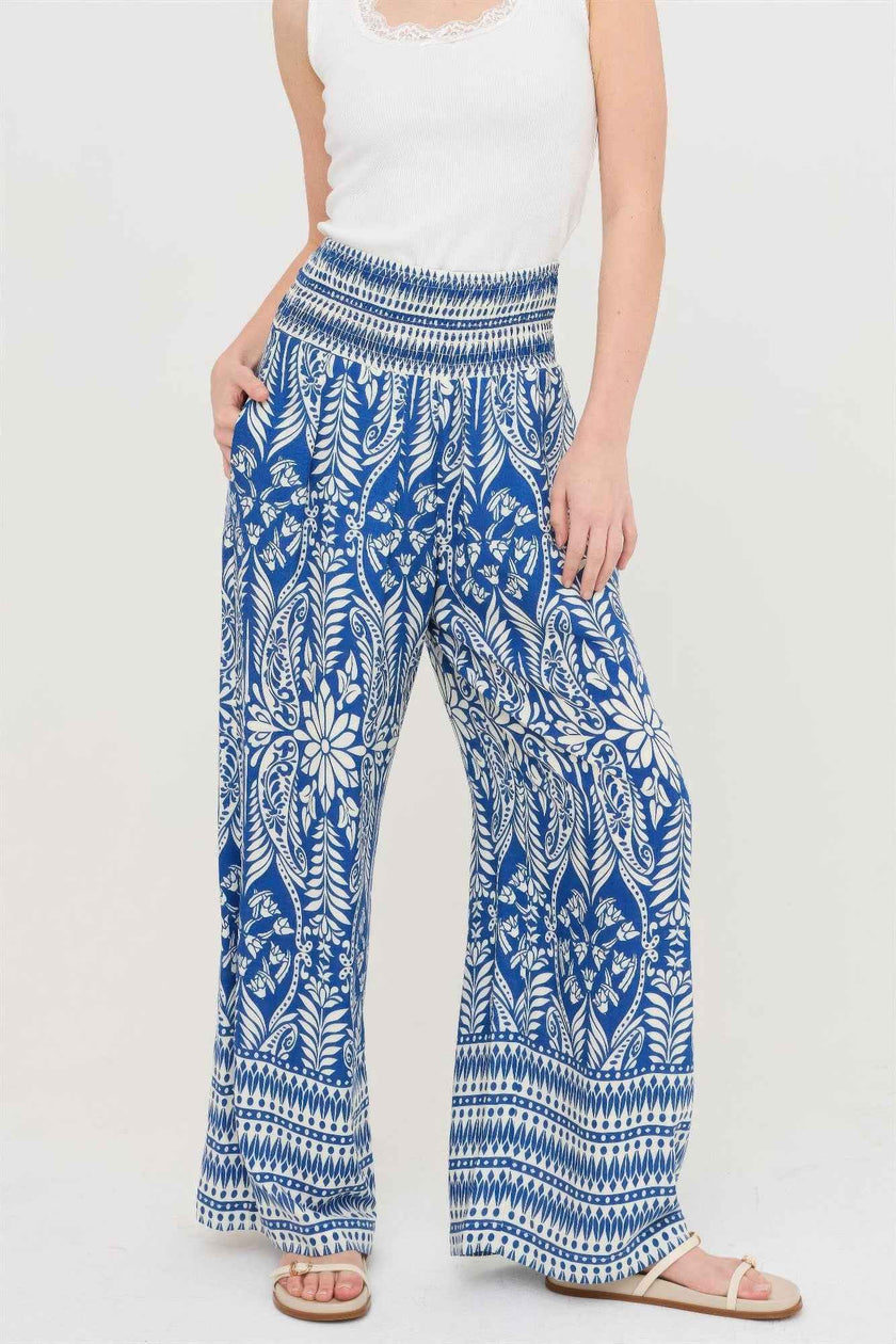 Smocked Waist Floral Pants