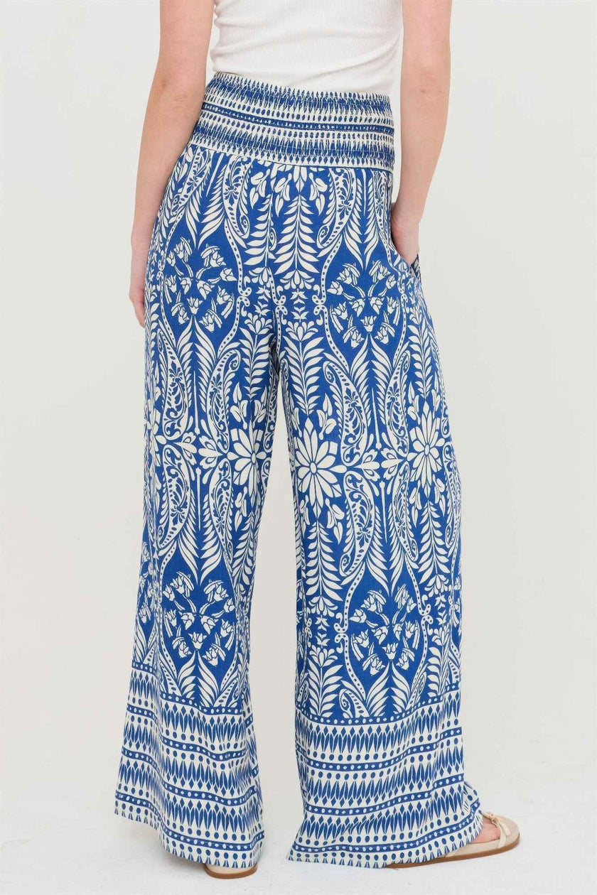 Smocked Waist Floral Pants