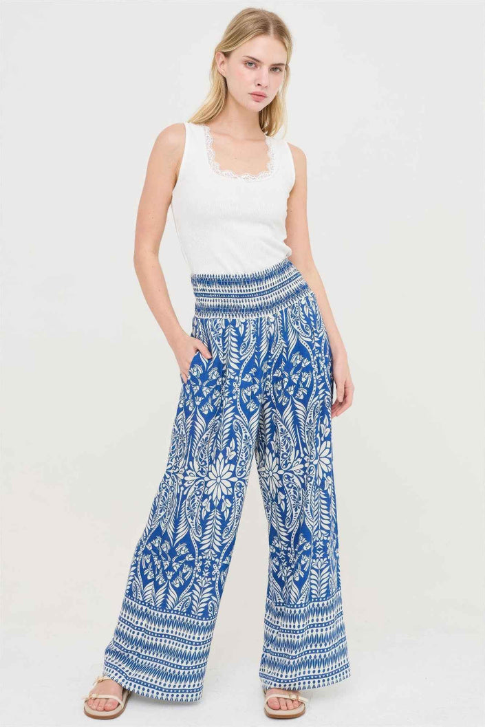 Smocked Waist Floral Pants