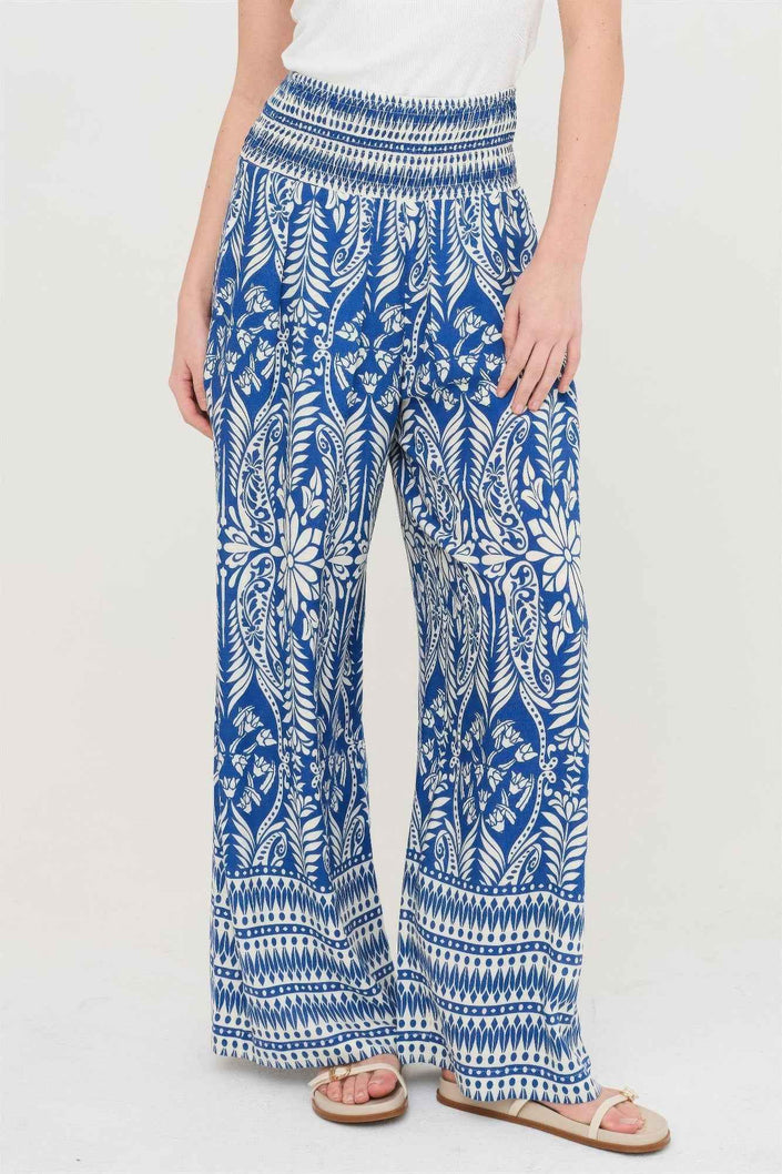 Smocked Waist Floral Pants