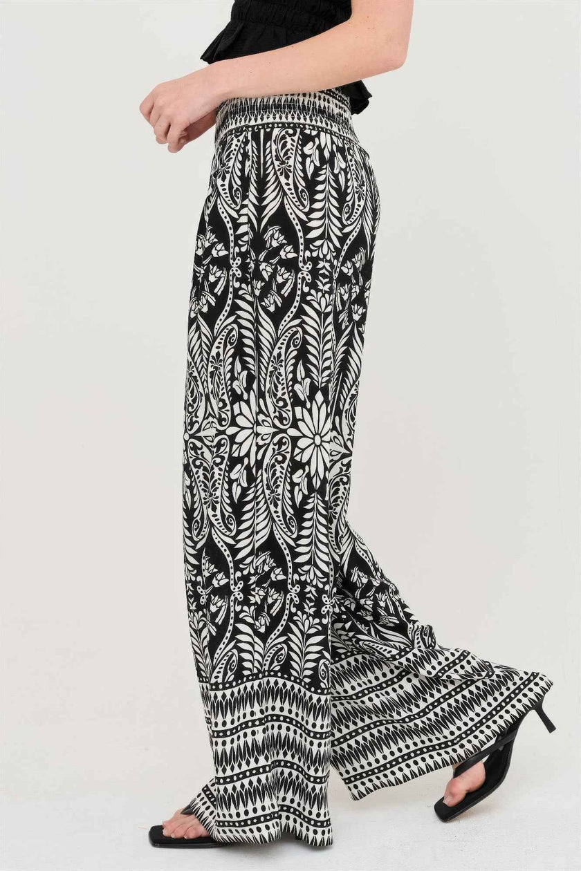 Smocked Waist Floral Pants