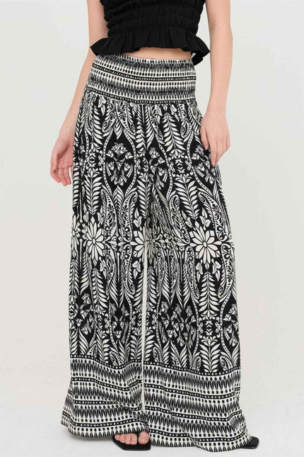 Smocked Waist Floral Pants