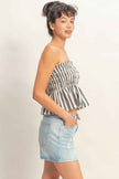 Striped Strapless Smocked Bandeau Top