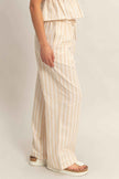 Vertical Striped Elastic Pants With Side Pockets