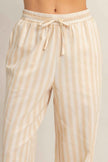 Vertical Striped Elastic Pants With Side Pockets