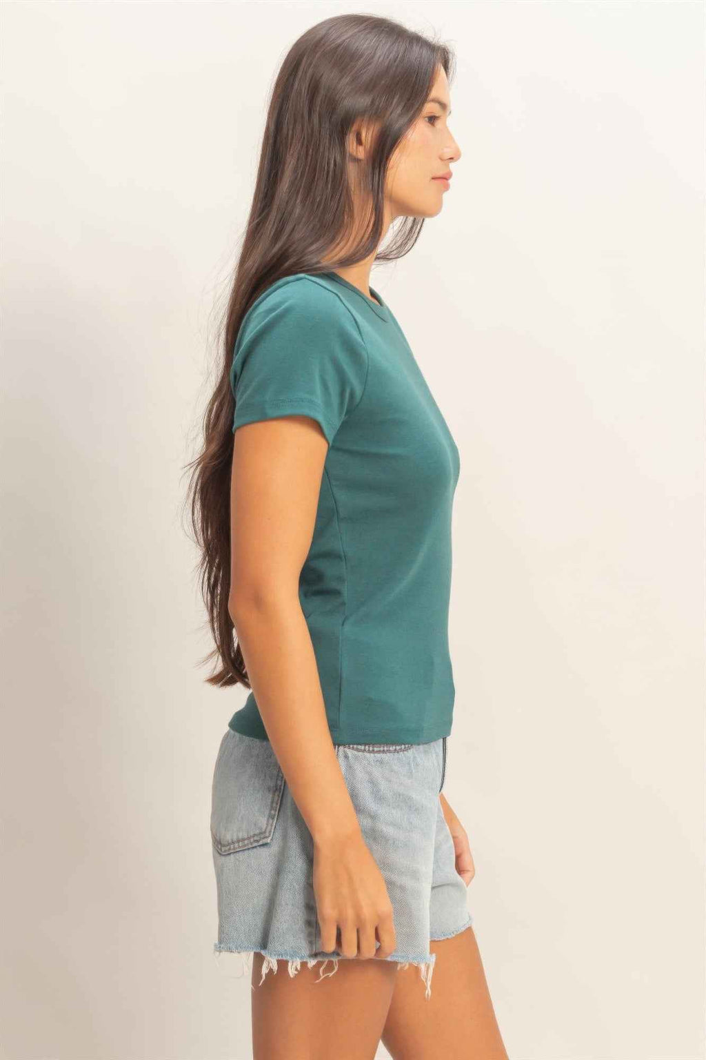 Mineral Washed Crew Neck Short Sleeve Top