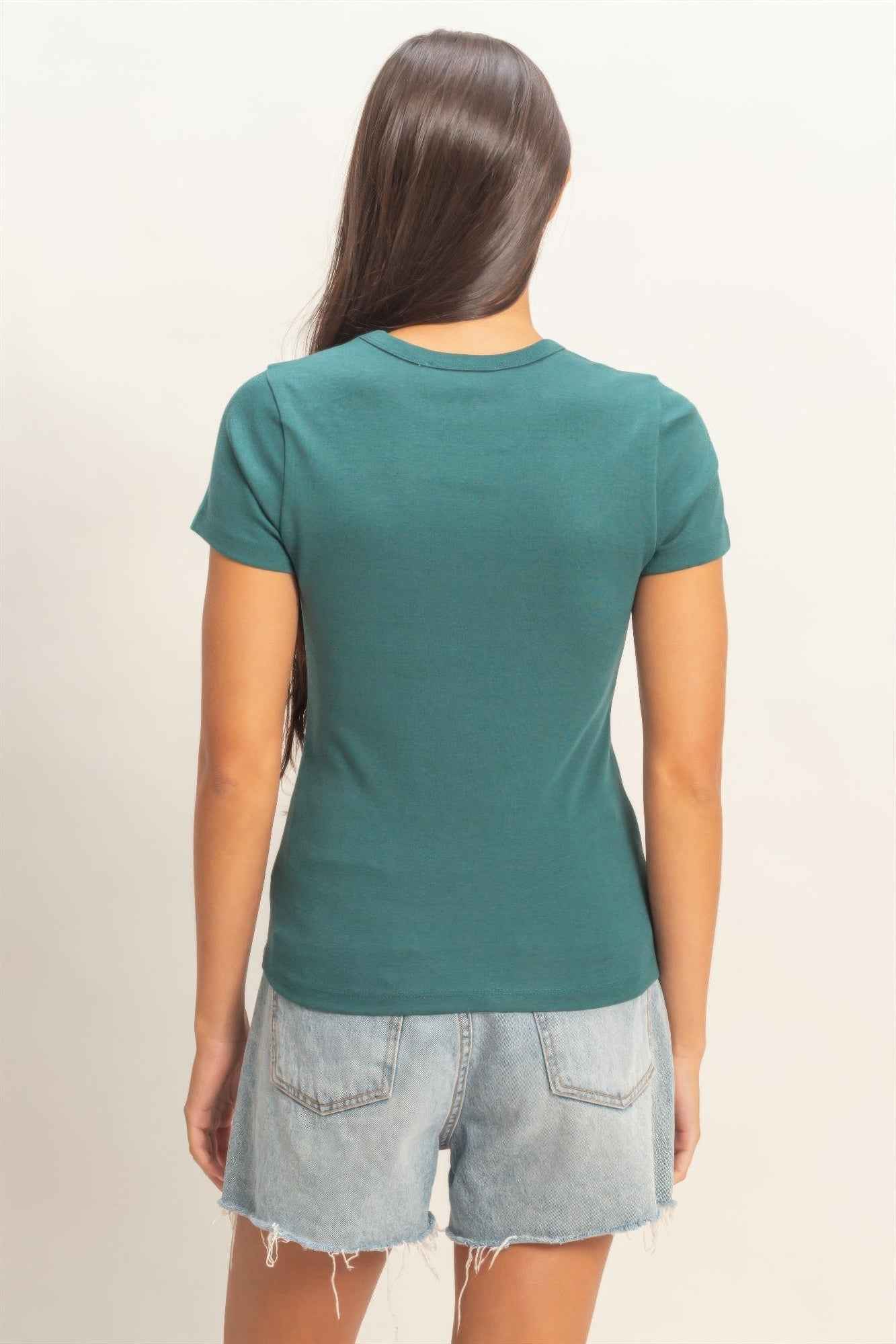 Mineral Washed Crew Neck Short Sleeve Top