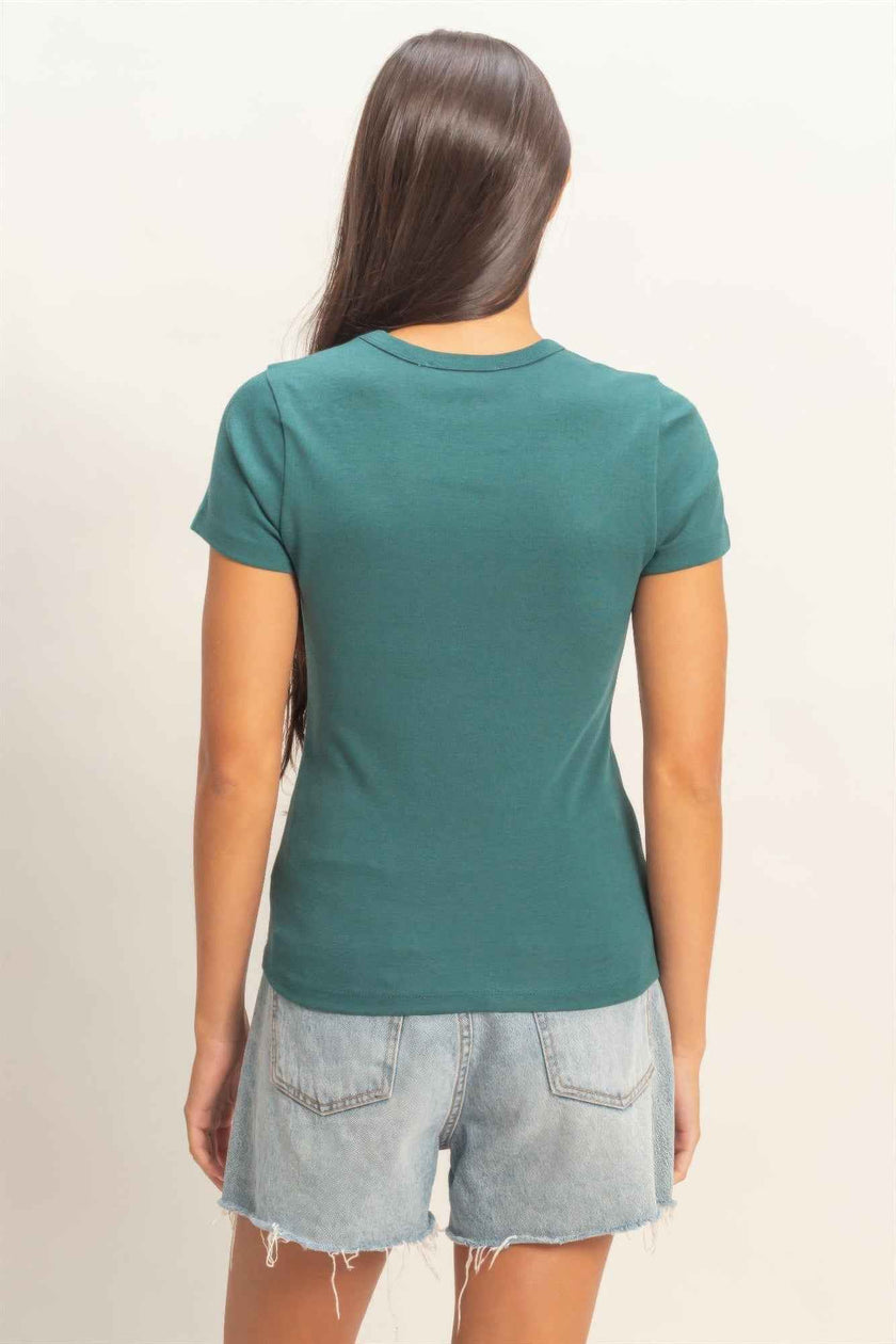 Mineral Washed Crew Neck Short Sleeve Top