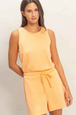 Drawstring Waist Sleeveless Romper