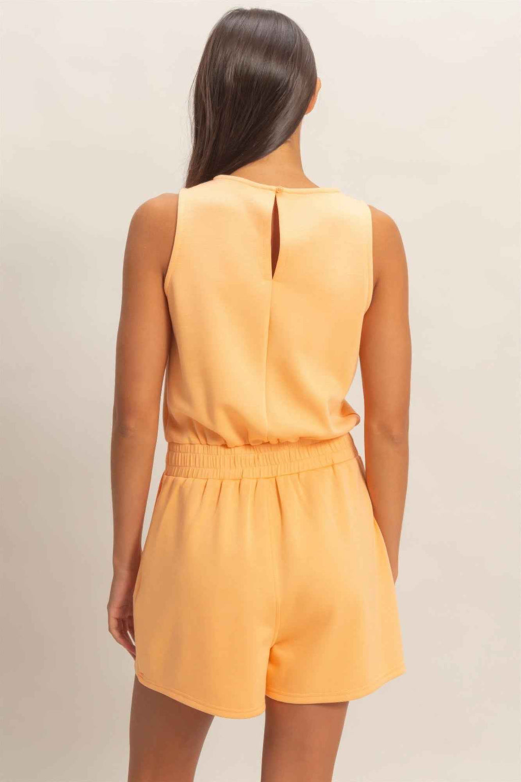 Drawstring Waist Sleeveless Romper