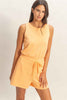 Drawstring Waist Sleeveless Romper