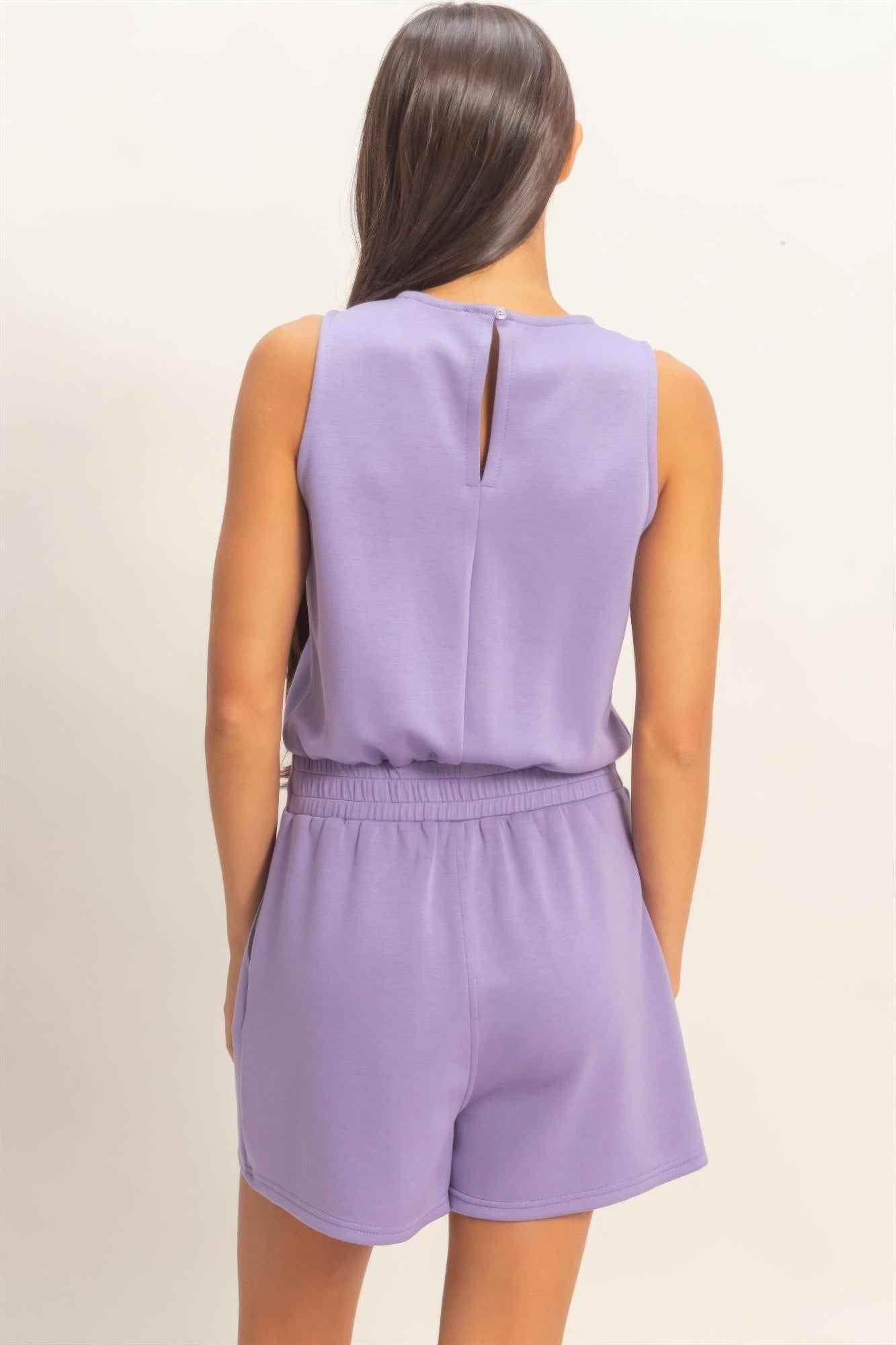 Drawstring Waist Sleeveless Romper