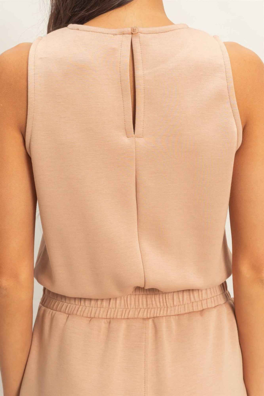 Drawstring Waist Sleeveless Romper