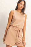 Drawstring Waist Sleeveless Romper