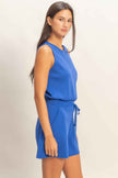Drawstring Waist Sleeveless Romper
