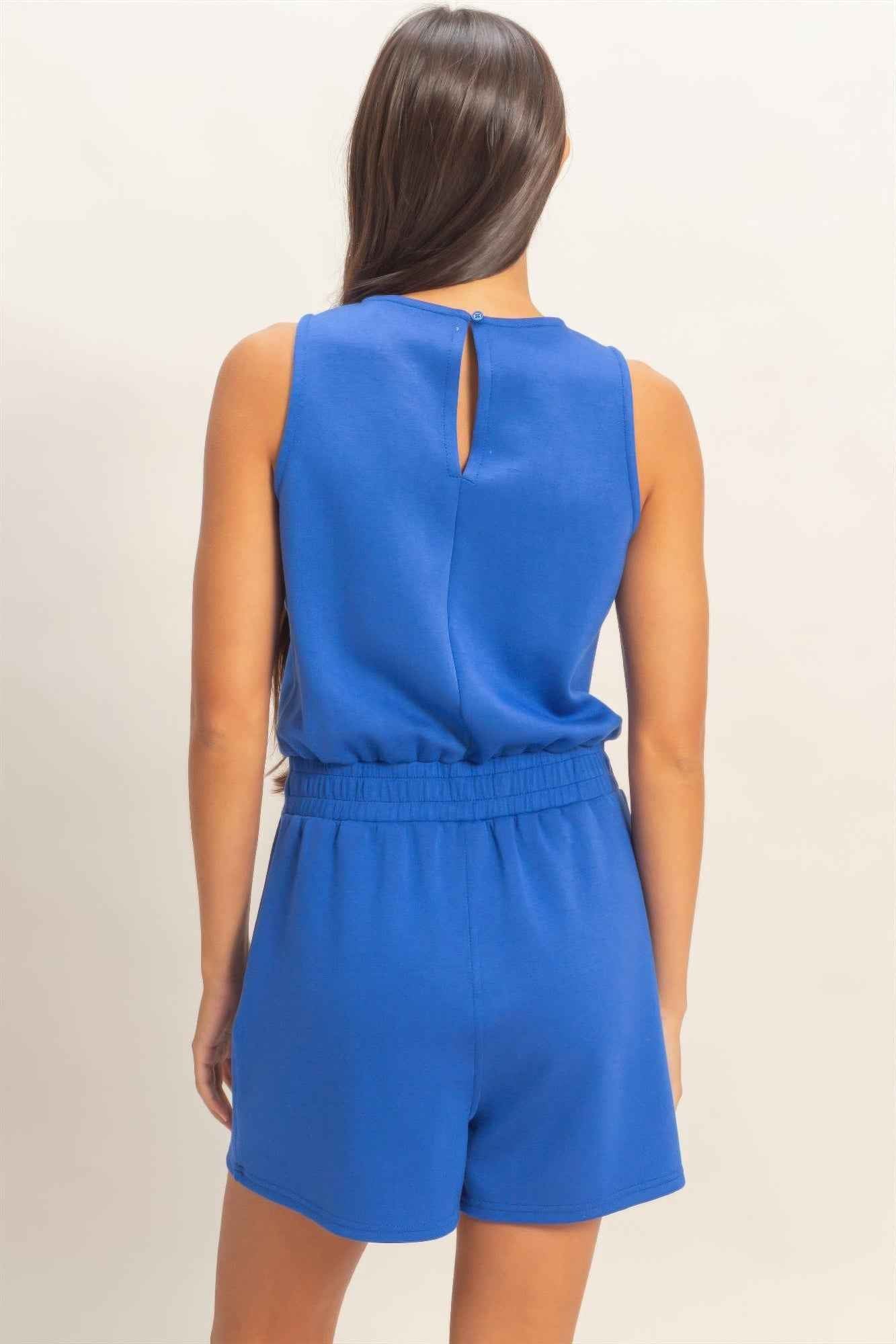 Drawstring Waist Sleeveless Romper