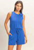 Drawstring Waist Sleeveless Romper