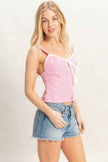 Gingham Tie Front Tank Top