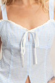 Gingham Tie Front Tank Top
