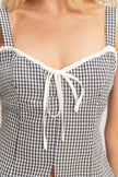 Gingham Tie Front Tank Top
