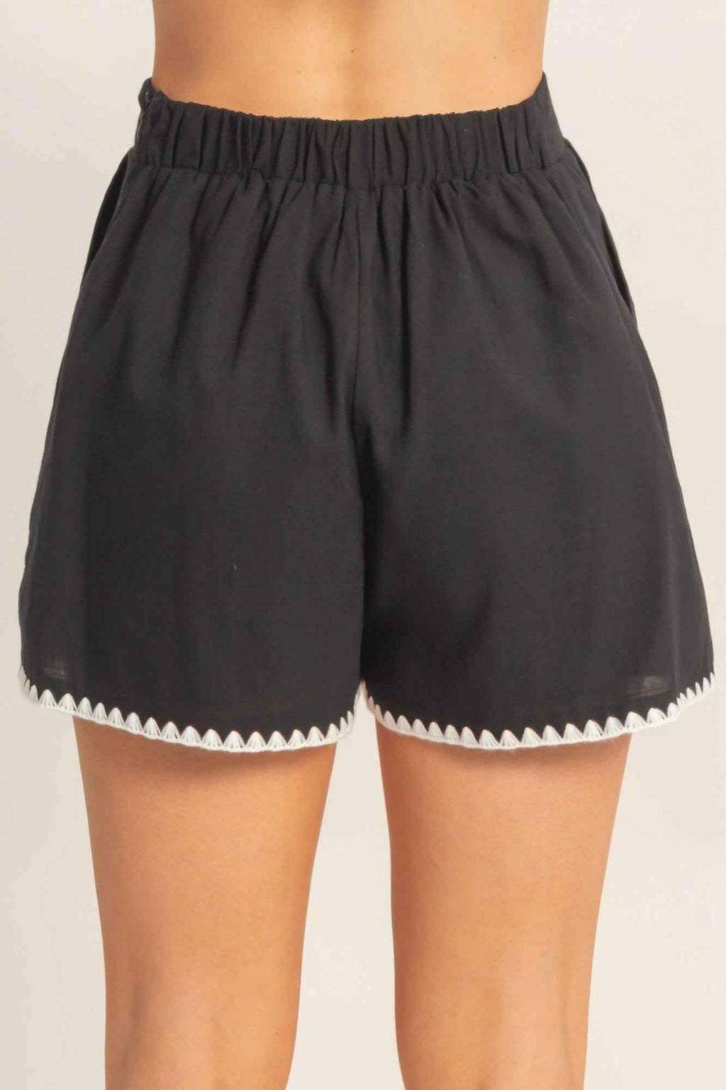 Scallop Trim High-waisted Shorts