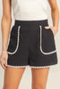 Scallop Trim High-waisted Shorts