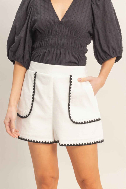 Scallop Trim High-waisted Shorts