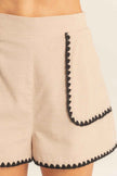 Scallop Trim High-waisted Shorts