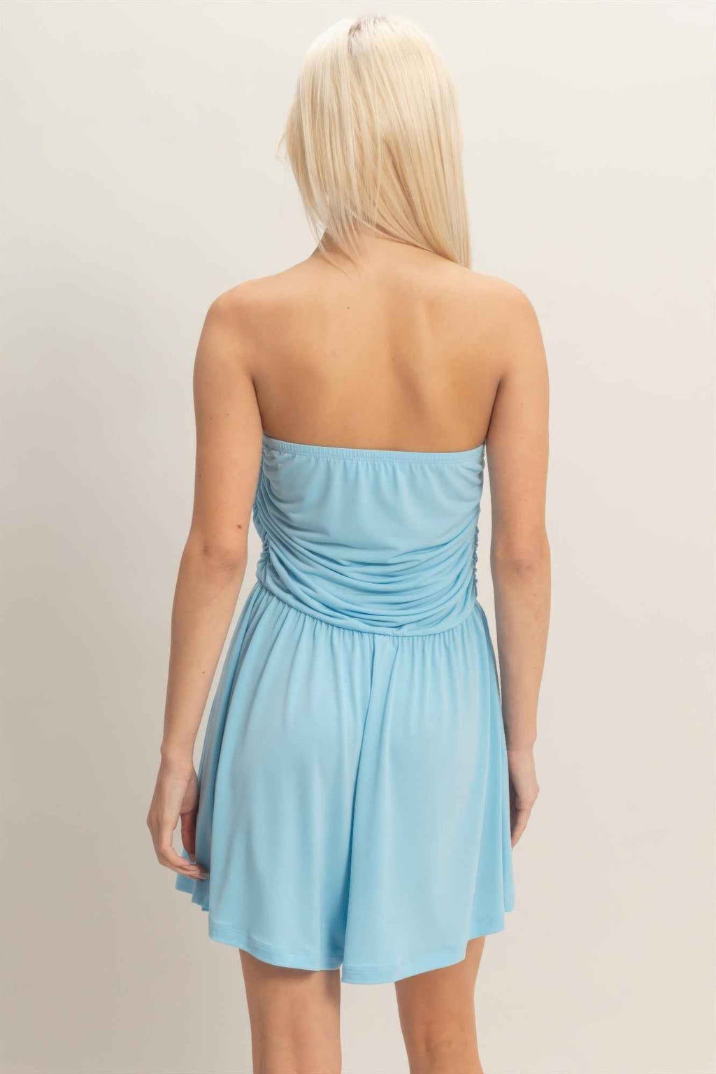 Strapless Shirred Waist Romper