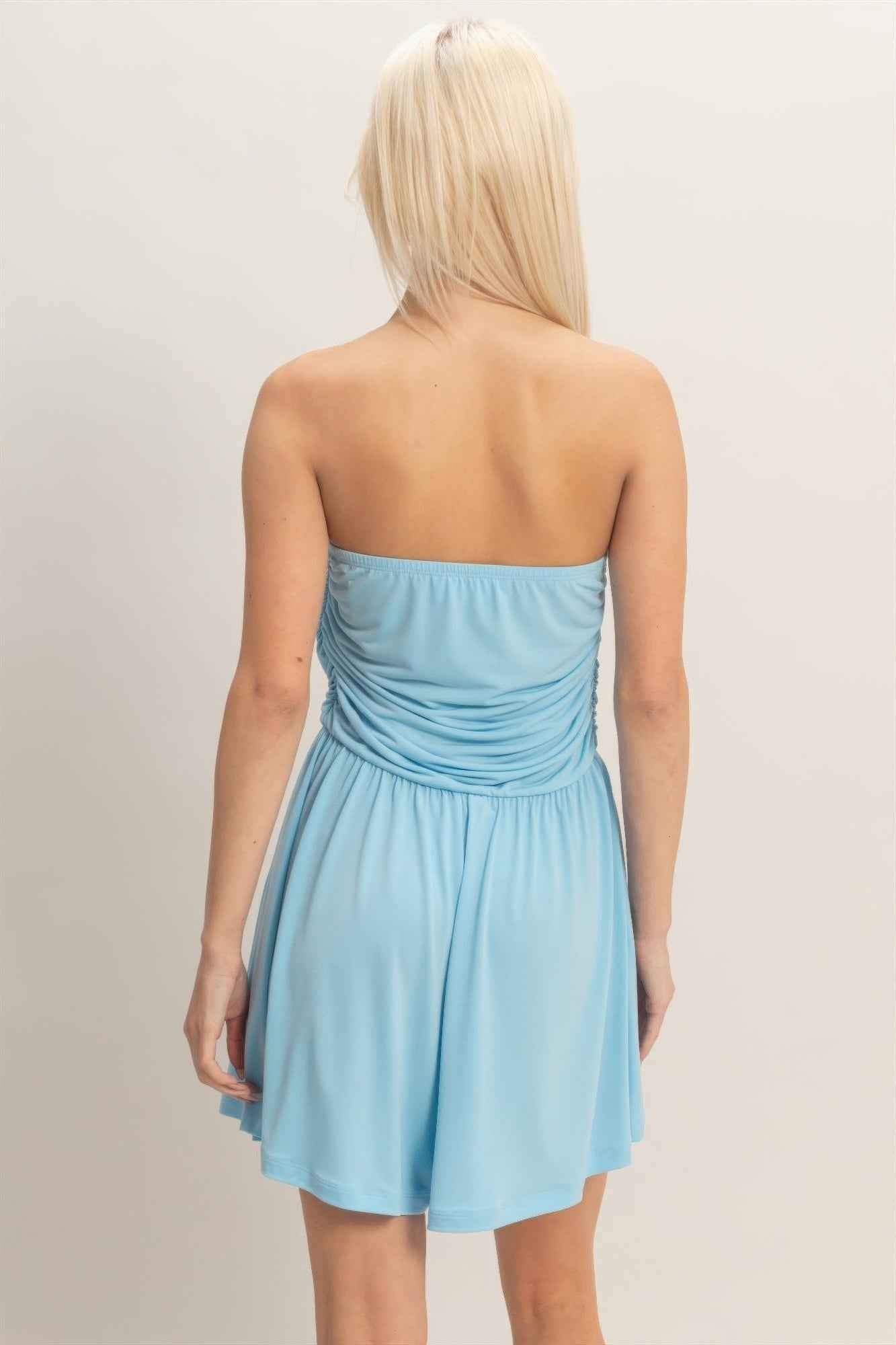 Strapless Shirred Waist Romper