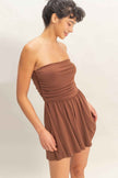 Strapless Shirred Waist Romper