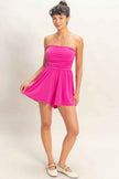 Strapless Shirred Waist Romper