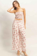 Smocked Tube Top & Wide-leg Pants Set