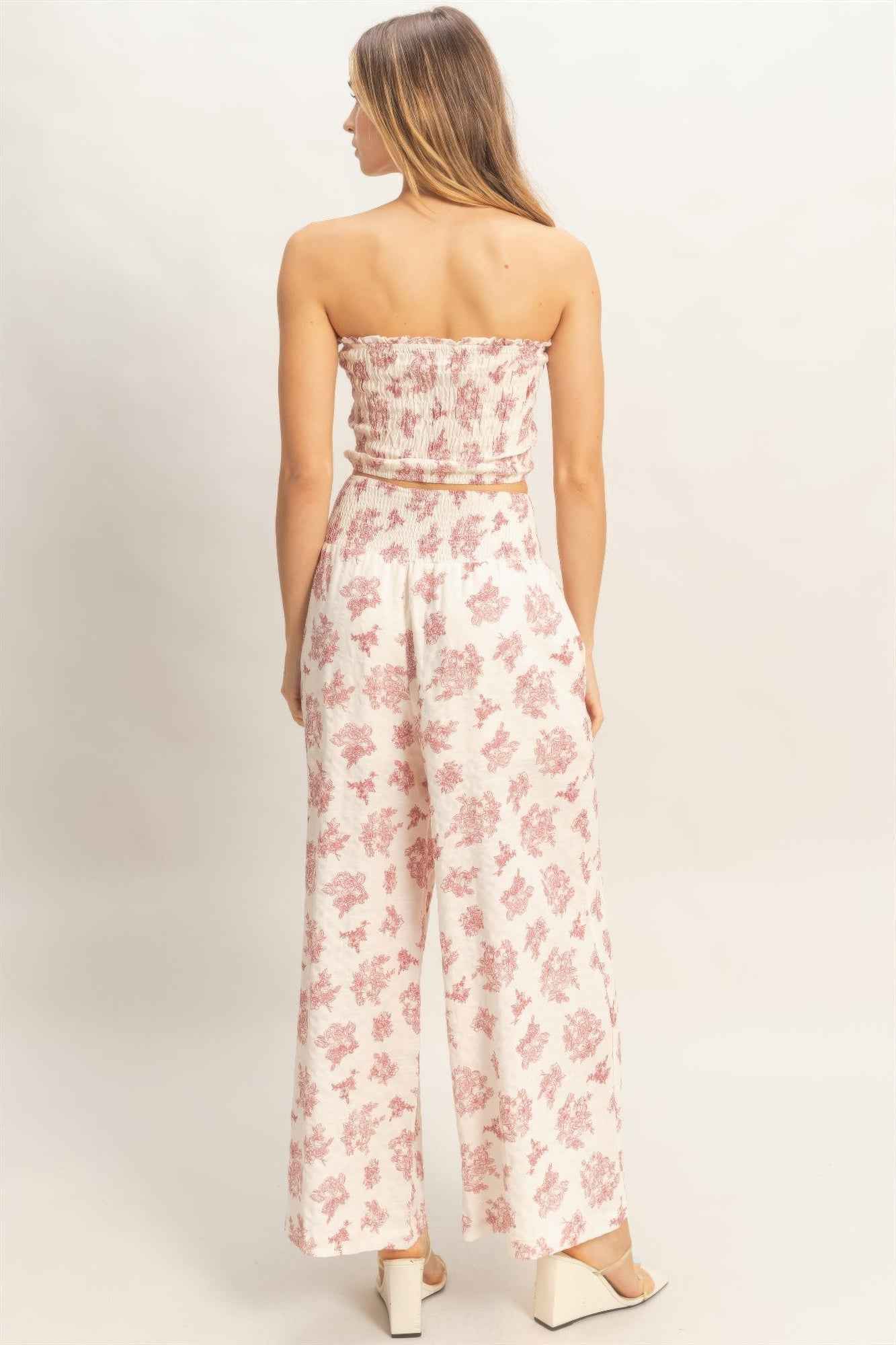 Smocked Tube Top & Wide-leg Pants Set