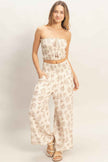 Smocked Tube Top & Wide-leg Pants Set