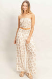 Smocked Tube Top & Wide-leg Pants Set