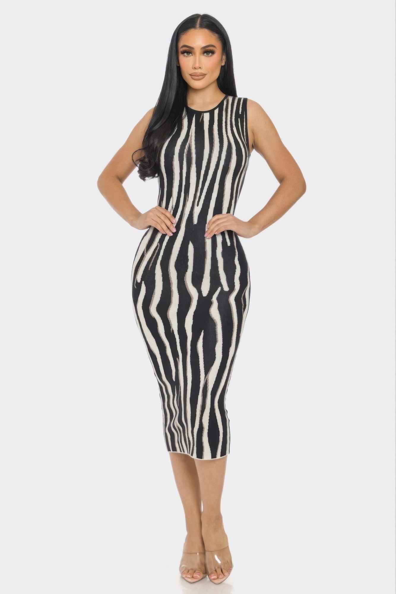 Sweater Midi Print Dress