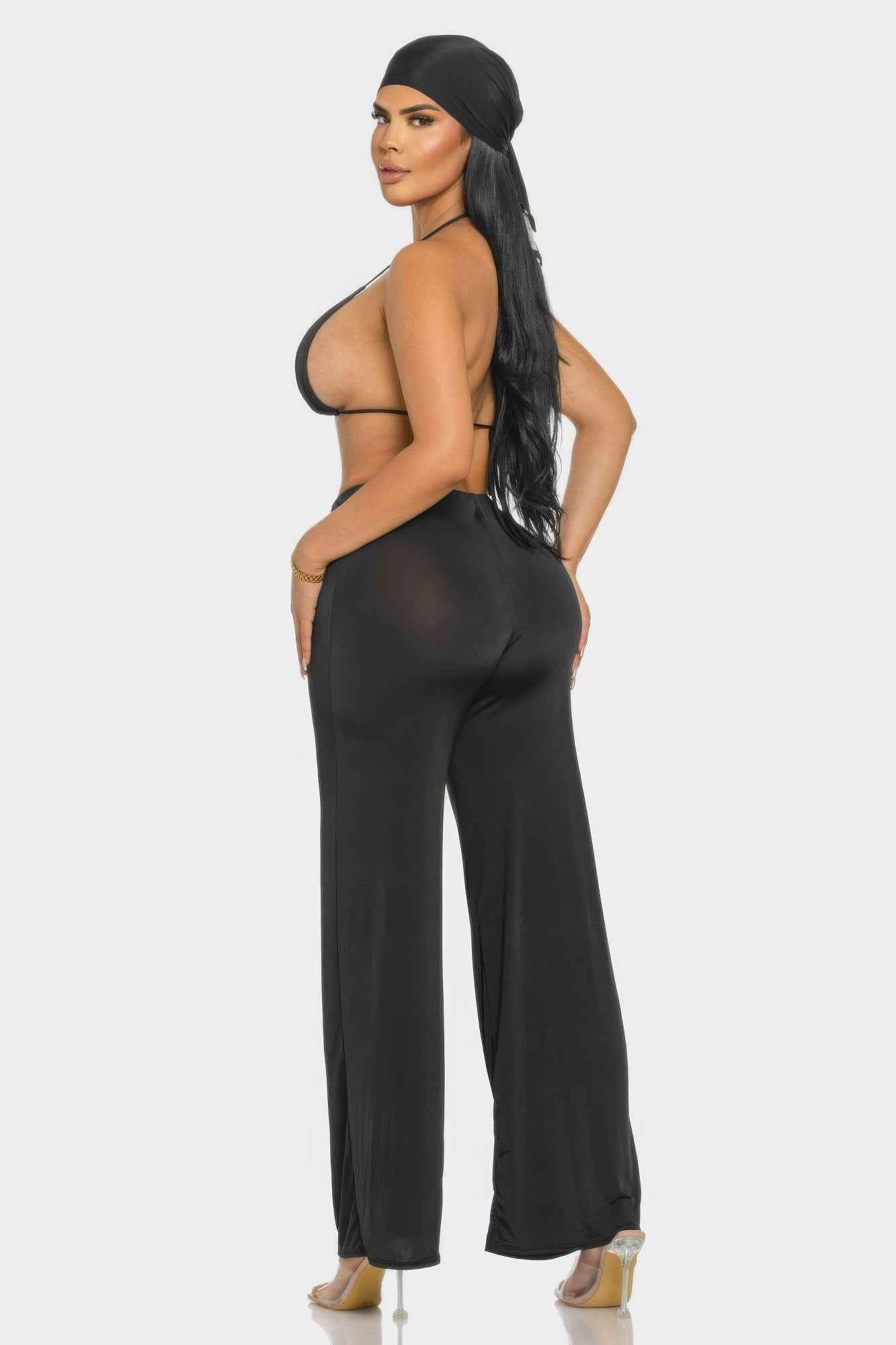 Bra Top And Pants And Bandana Set